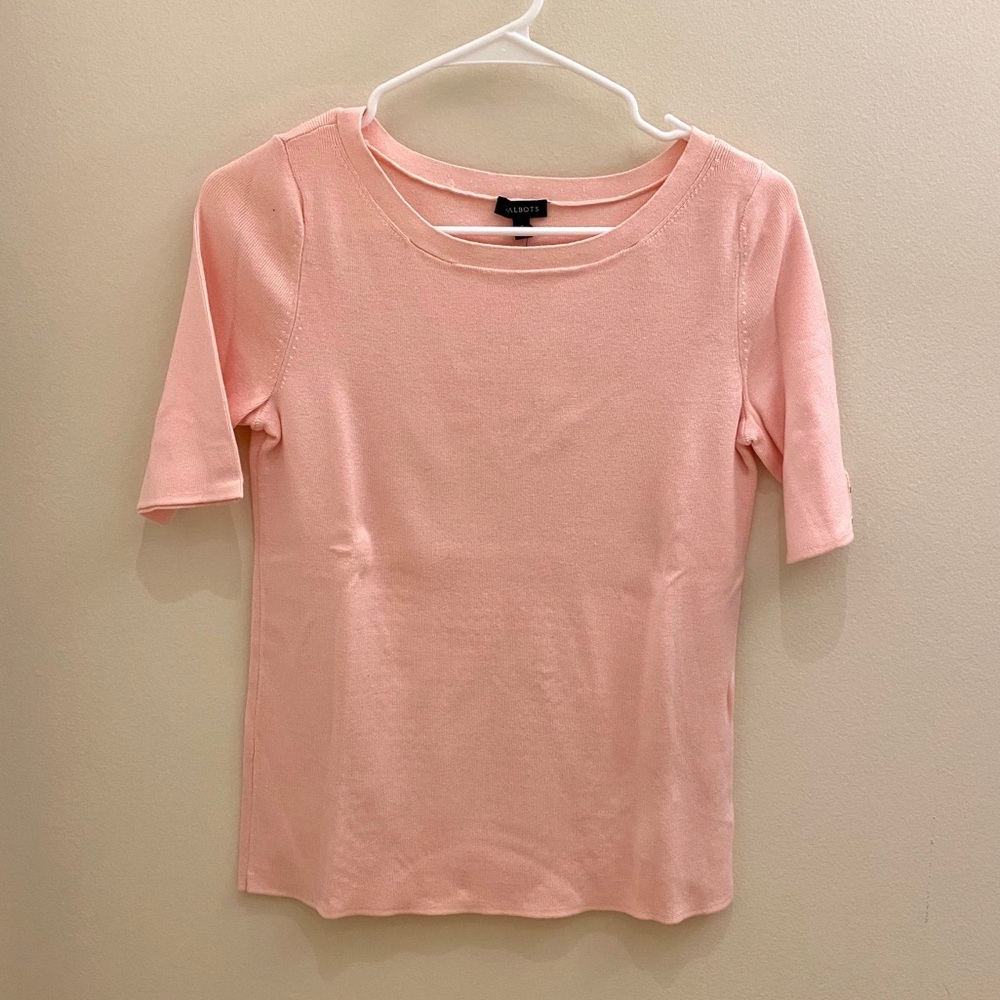 Talbots Short Sleeve Light Pink Sweater, Size S